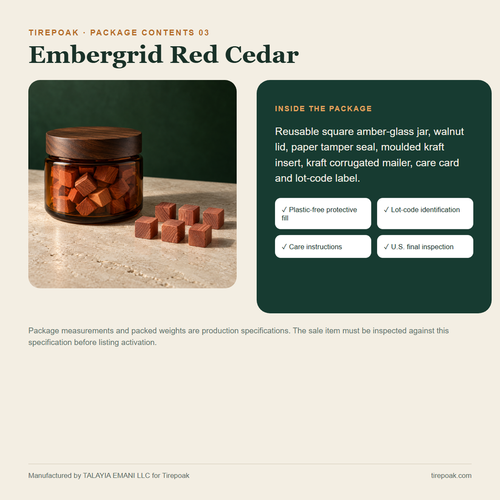Embergrid Red Cedar package contents and protective packaging specification